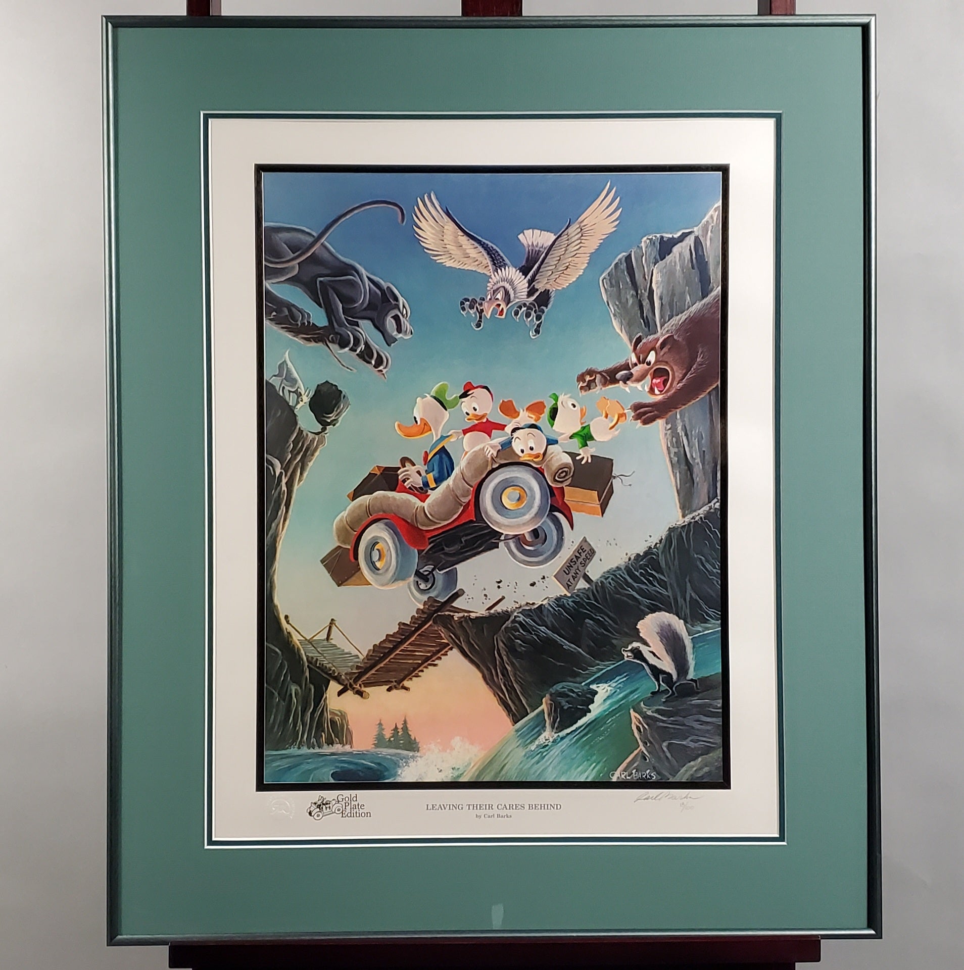 Donald Duck Leaving Their Cares Behind Carl Barks Signed Gold Plate Edition