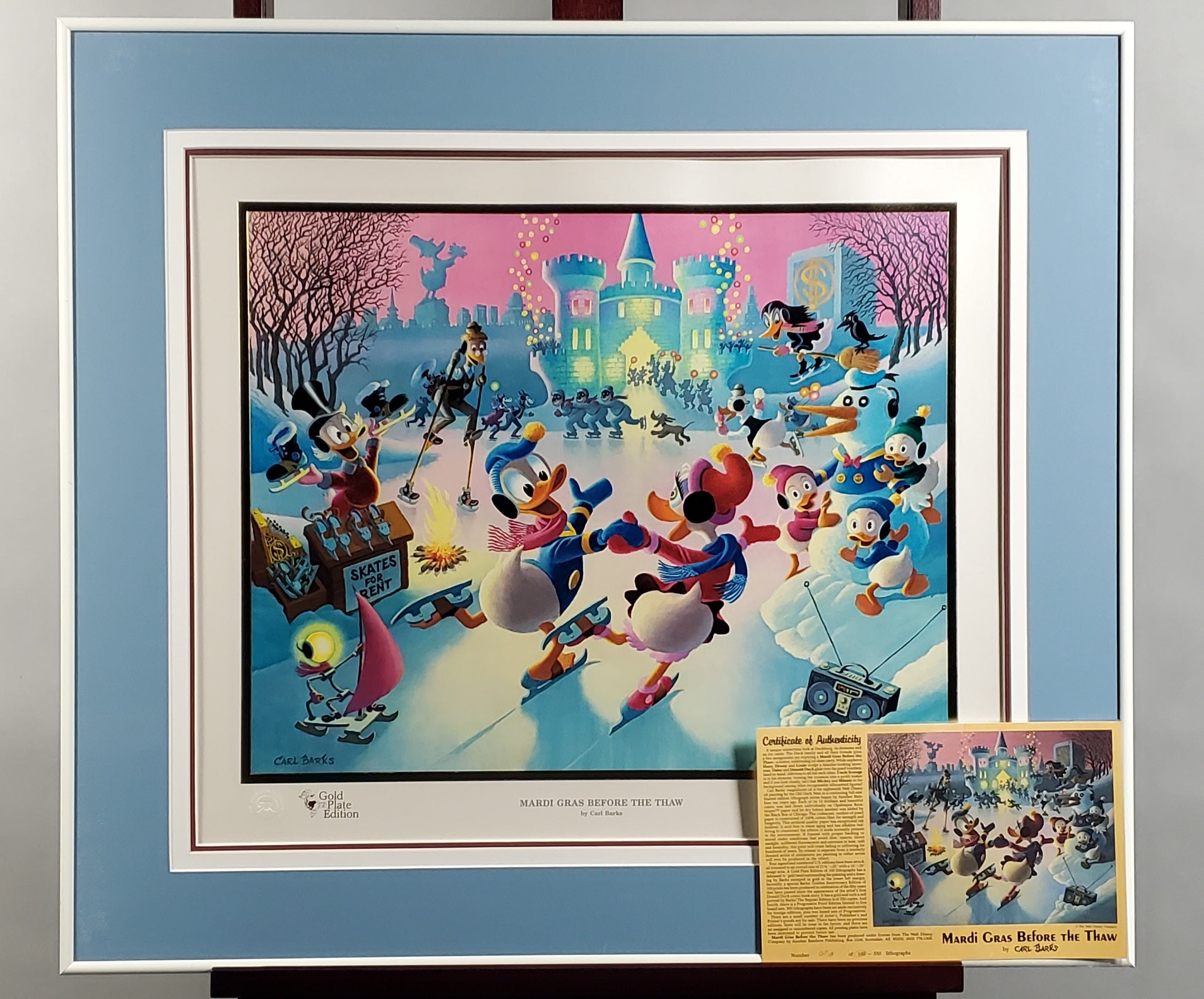 Donald Duck and Uncle Scrooge Mardi Gras Before The Thaw Carl Barks Signed Gold Plate Edition