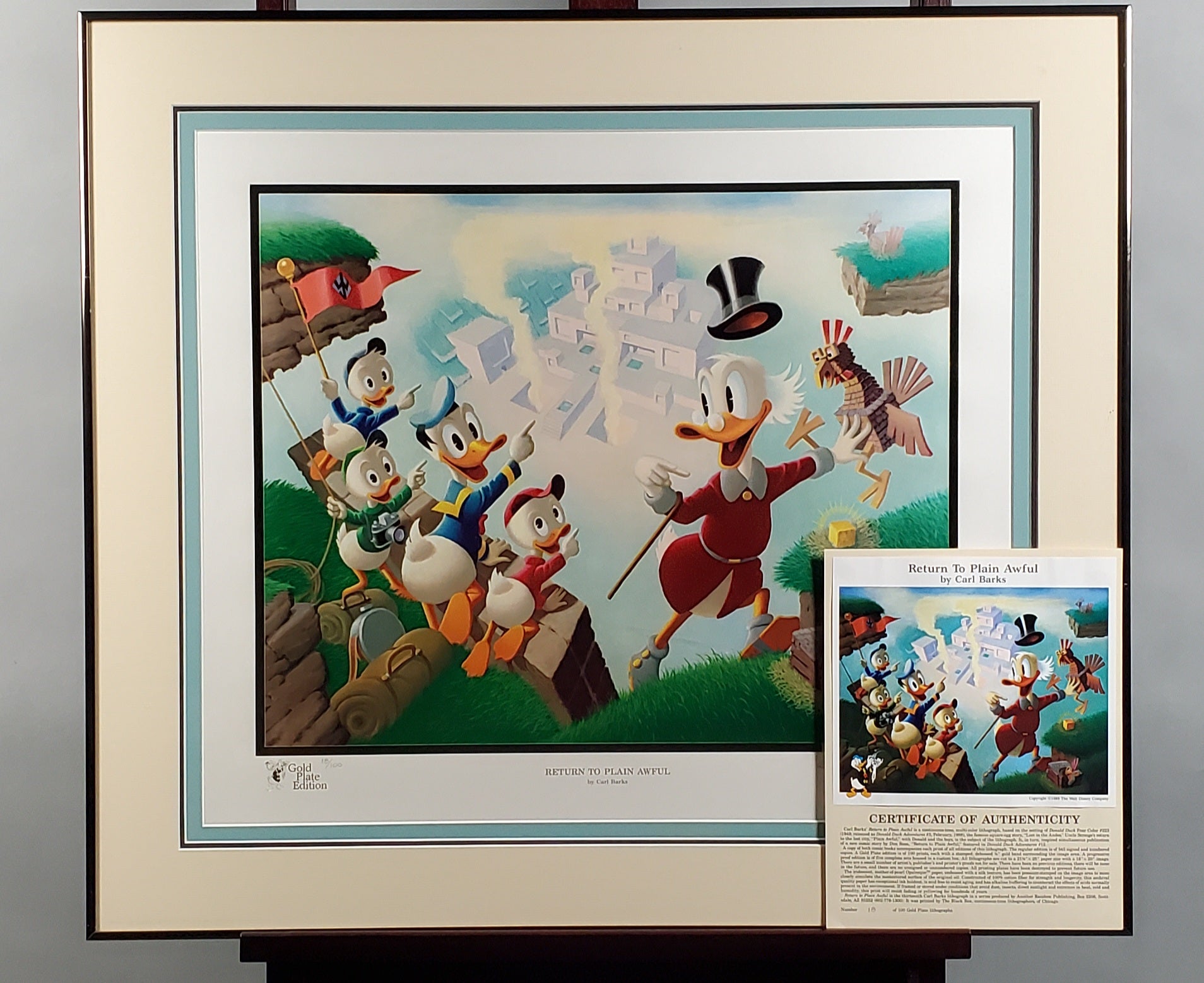 Donald Duck and Uncle Scrooge Return To Plain Awful Carl Barks Signed Gold Plate Edition