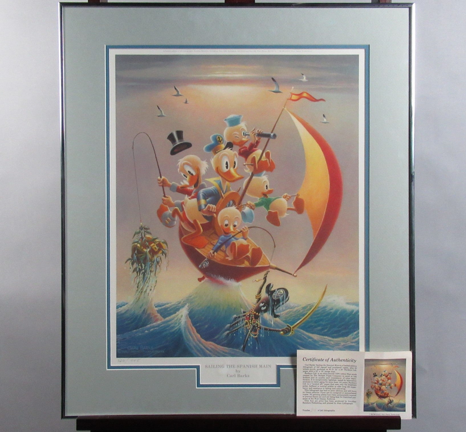 Donald Duck and Uncle Scrooge Sailing The Spanish Main Carl Barks Signed Gold Plate Edition