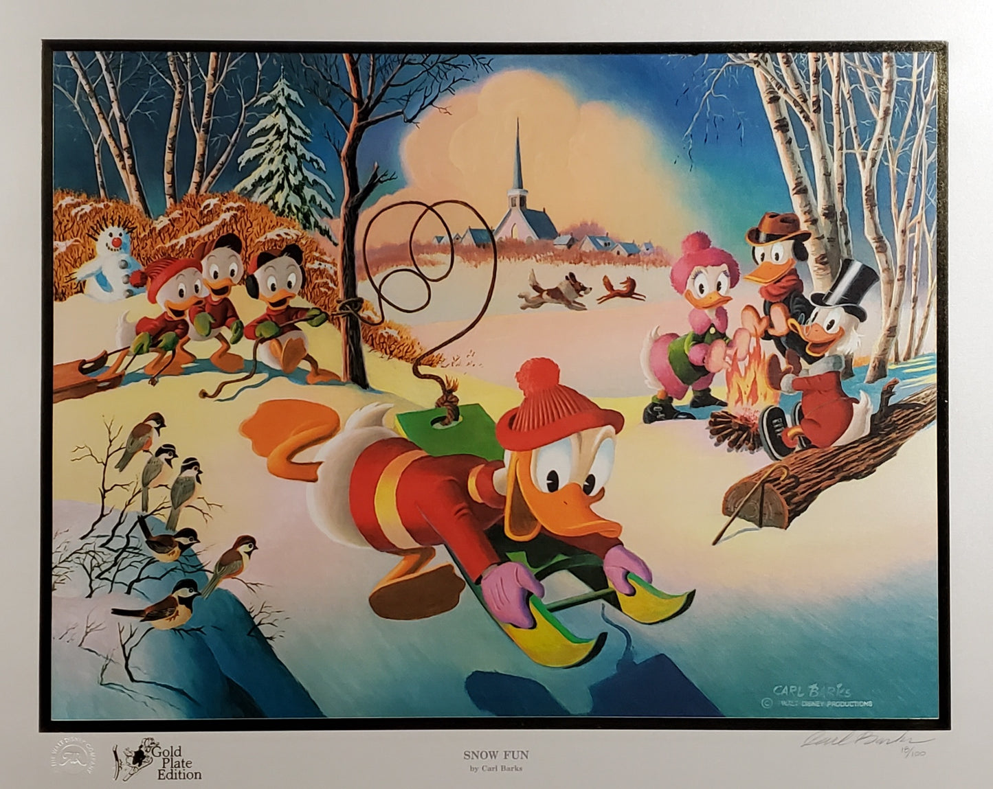 Donald Duck and Uncle Scrooge Snow Fun Carl Barks Signed Gold Plate Edition