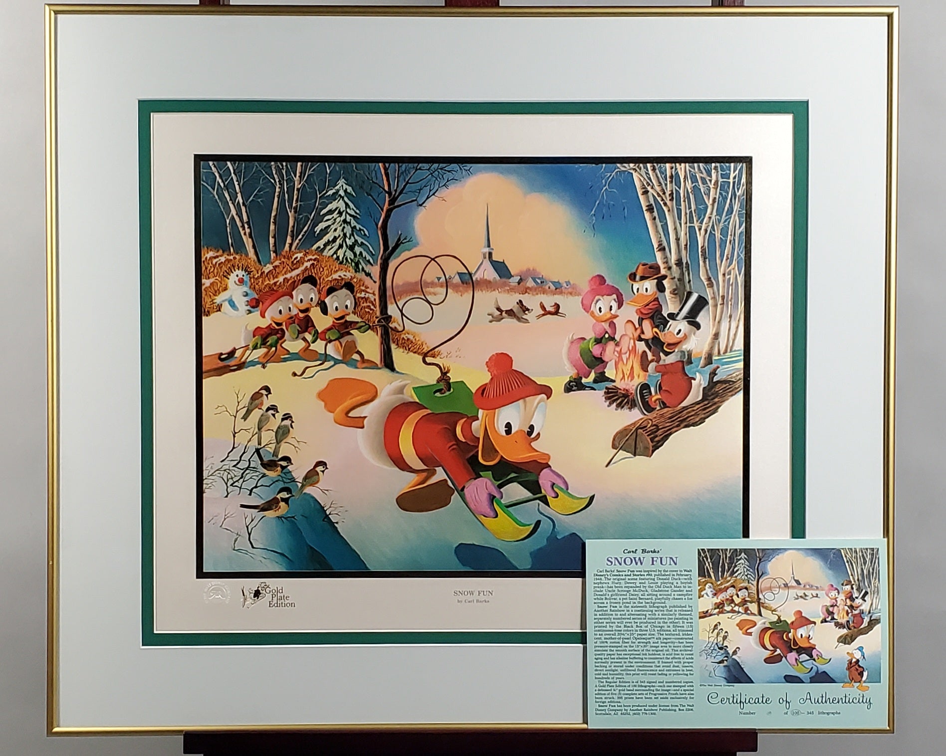 Donald Duck and Uncle Scrooge Snow Fun Carl Barks Signed Gold Plate Edition