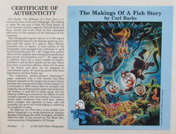 Donald Duck and Uncle Scrooge Makings Of A Fish Story Carl Barks Signed Gold Plate Edition