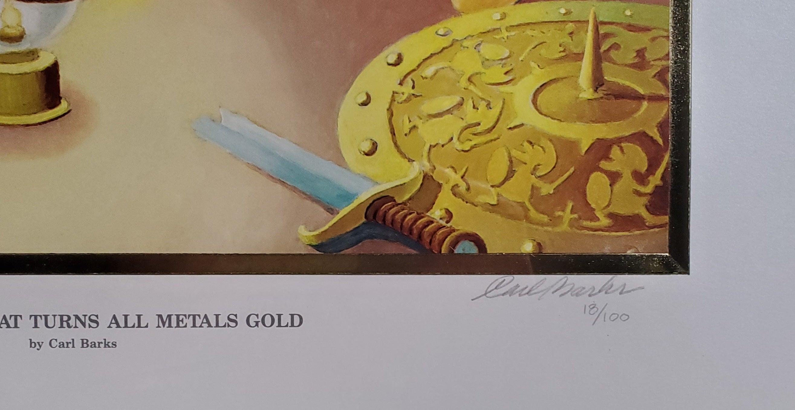 Donald Duck and Uncle Scrooge Stone That Turns All Metals Gold Carl Barks Signed Gold Plate Edition