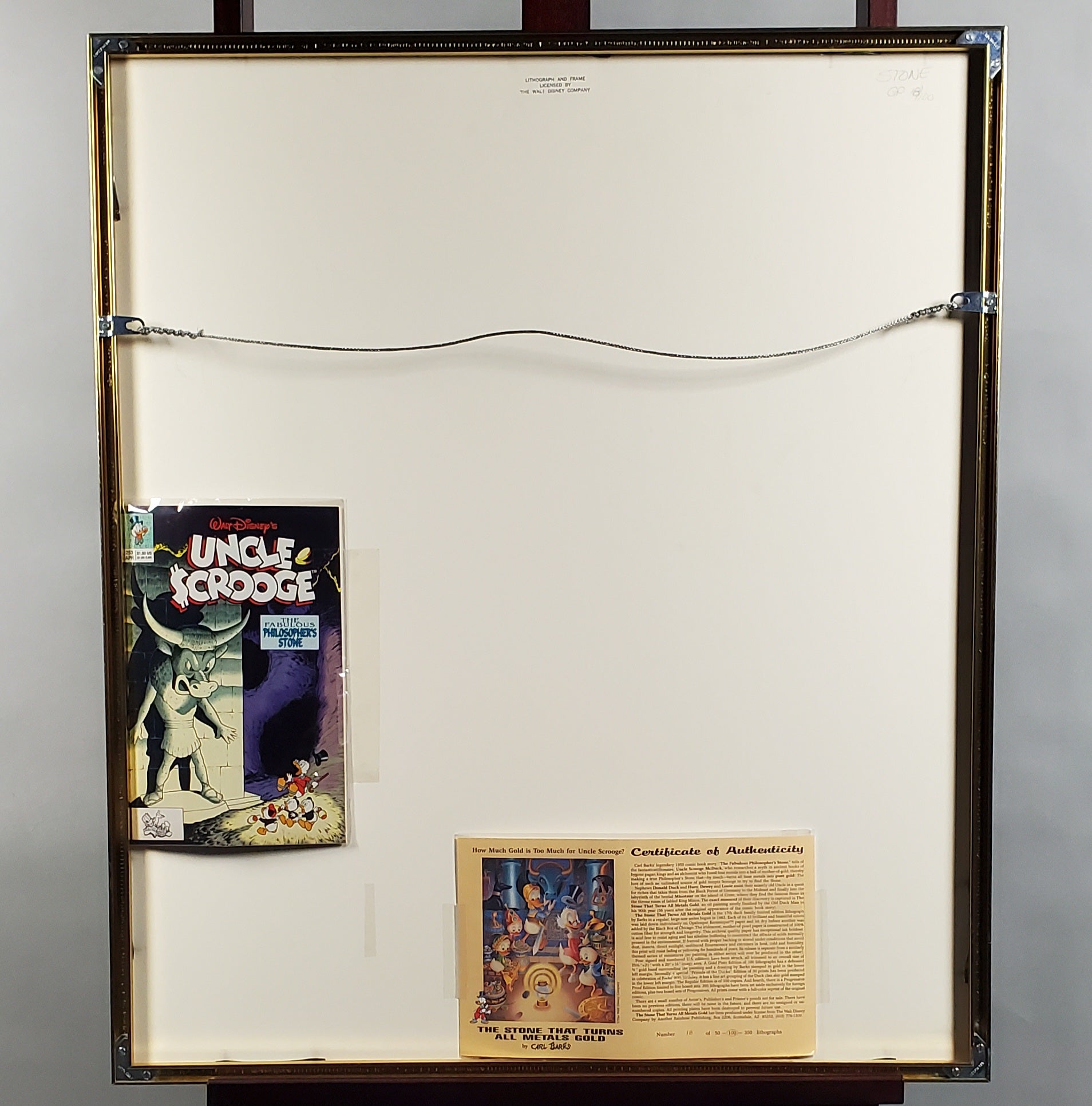 Donald Duck and Uncle Scrooge Stone That Turns All Metals Gold Carl Barks Signed Gold Plate Edition