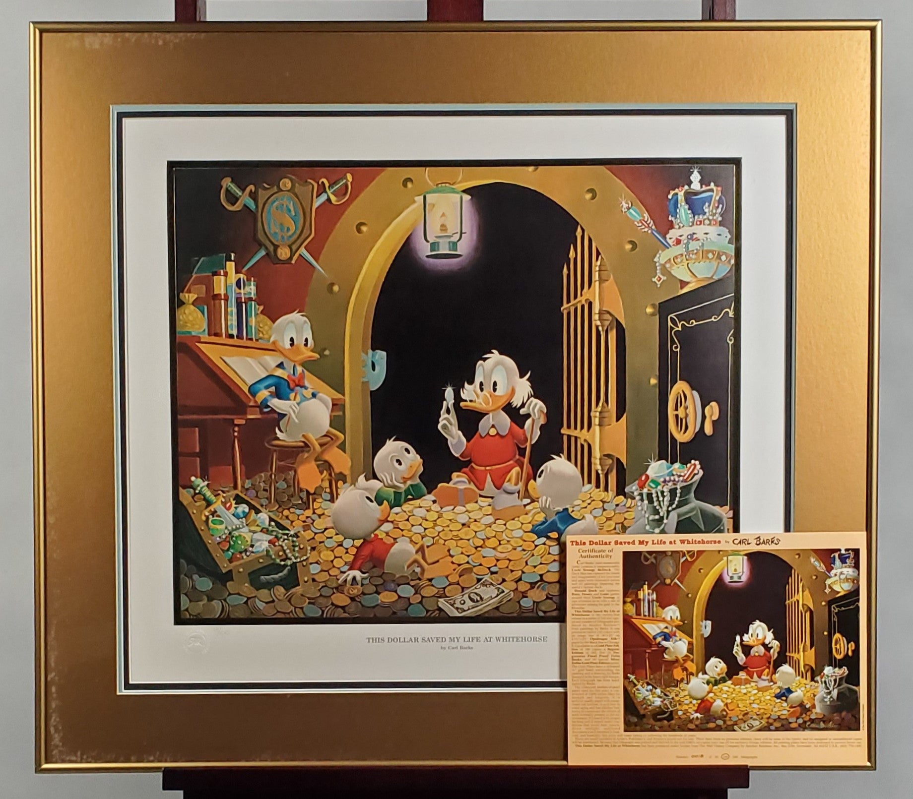 Donald Duck and Uncle Scrooge This Dollar Saved My Life At Whitehorse Carl Barks Signed Gold Plate Edition