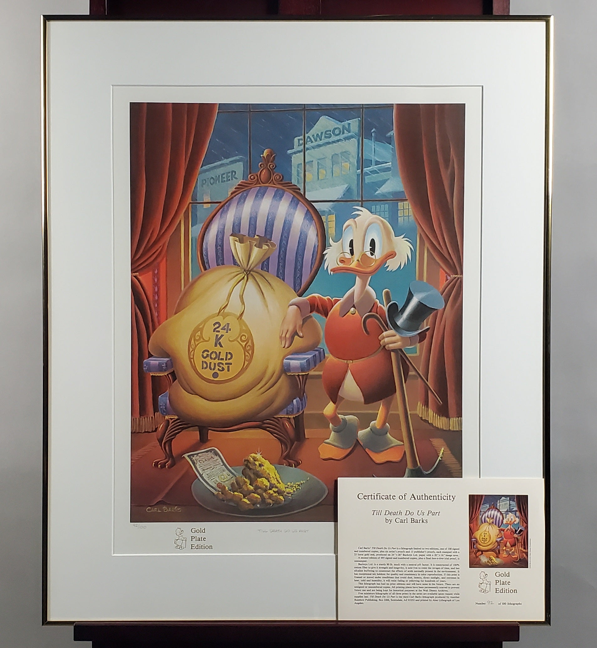 Uncle Scrooge Till Death Do Us Part Carl Barks Signed Gold Plate Edition