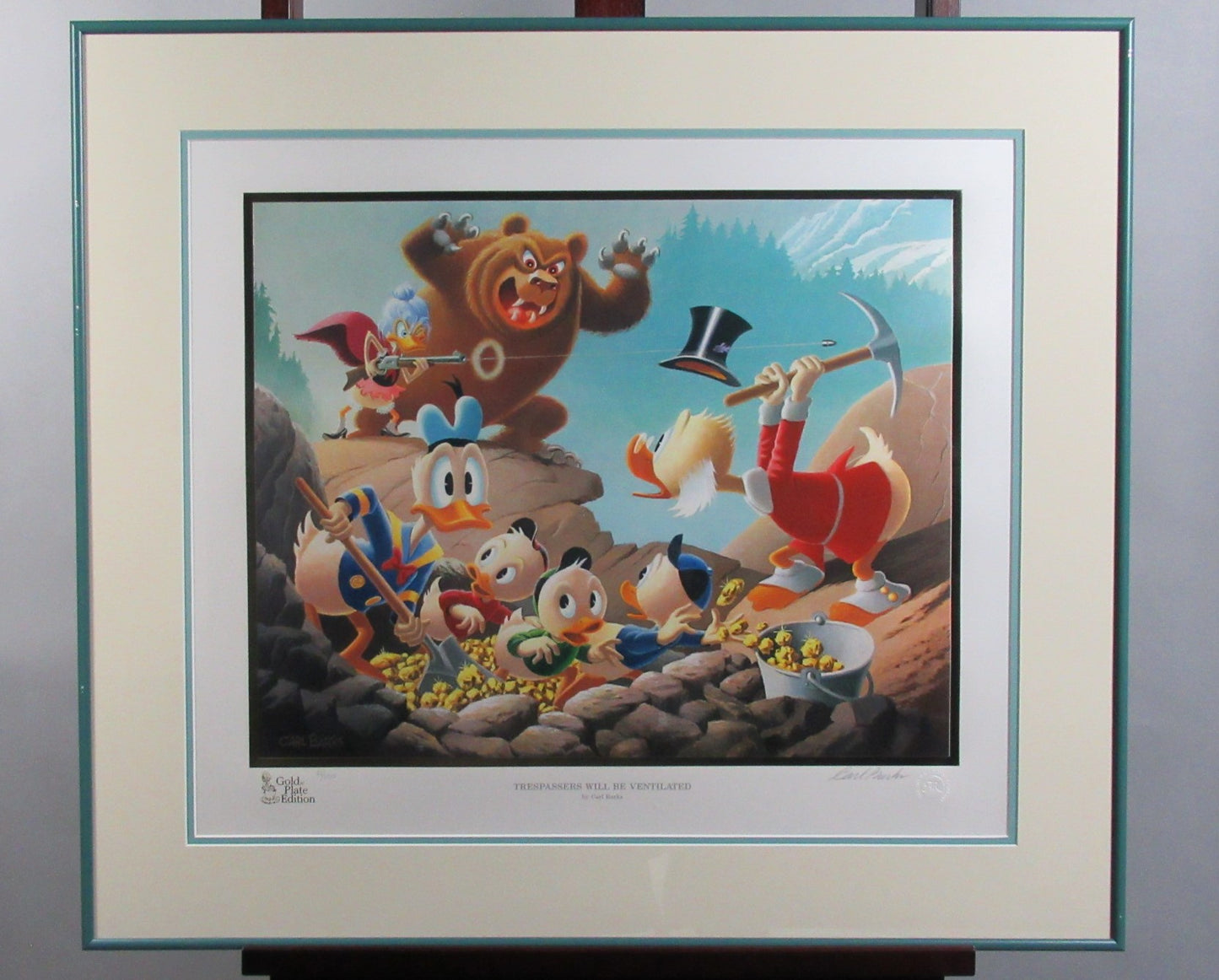 Donald Duck and Uncle Scrooge Trespassers Will Be Ventilated Carl Barks Signed Gold Plate Edition