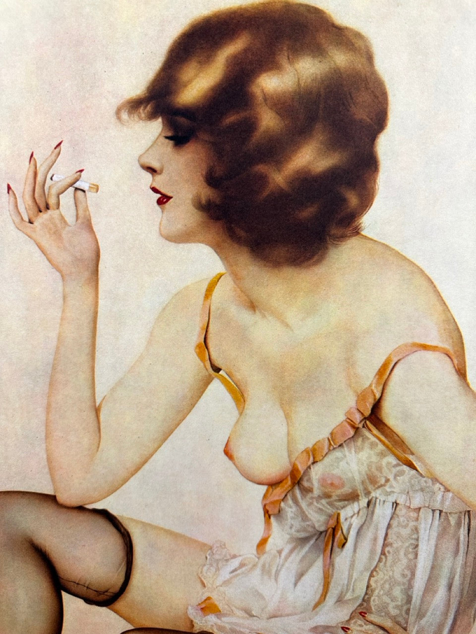 Back to the Past Collectibles - Alberto Vargas Smoke Dreams lithograph art closeup.